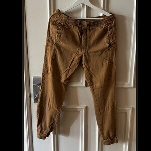 Tony Hawk Pants Mens Medium Brown Joggers Drawstring Elastic Waist Skater Taper